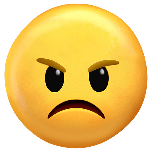 Upload a pic Angry Grumpy Face emoticon by Twitter on a colorless background in png