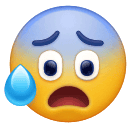 Download a drawing Open mouth cold sweat emoji by Huawei  on a colorless background in PNG