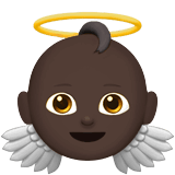 Upload a picture Dark-skinned Cherub smiley-emoji from Apple iOS on a clean background in png