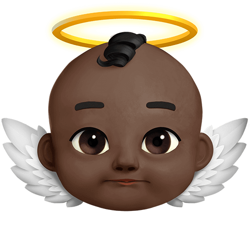 Copy a drawing Dark-skinned Cherub emoji-smiley by Twitter on a translucent background in PNG