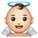 Upload pics Fair-skinned Angel emoticon by WhatsApp for Android and PC on a clean background in PNG