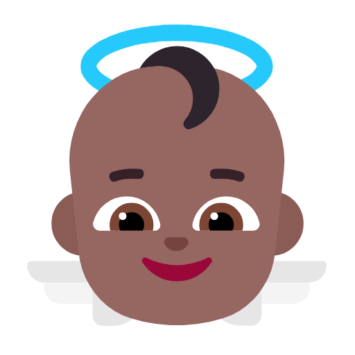 Download a drawing Medium-dark-skinned Putto emoji by Microsoft 11 оn a transparent background in png