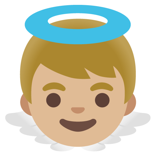 Upload figures Light-medium-skinned Baby Angel smiley-emoji created by Google on a translucent background in PNG