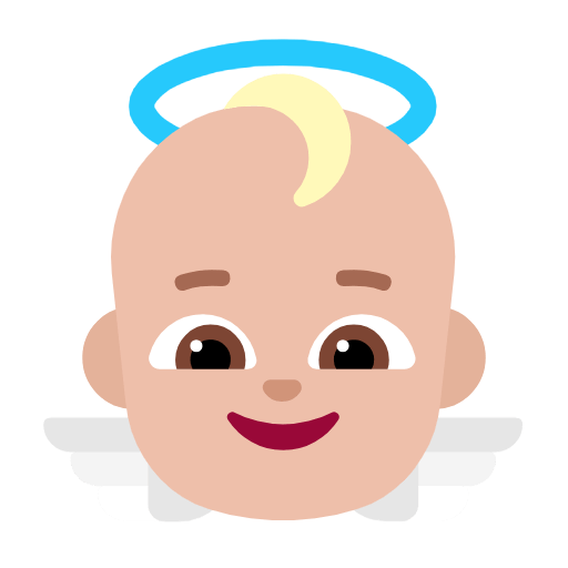 Upload a picture Medium-light-skinned Cherub emoticon by Microsoft 11 on a translucent background in PNG