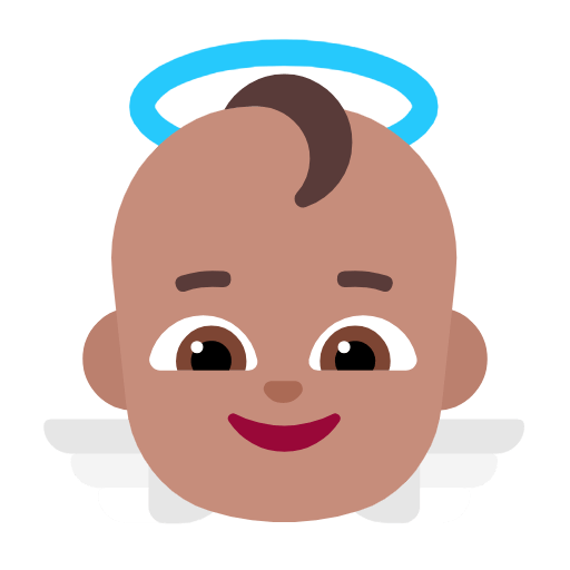 Save a drawing Medium-skinned Baby Angel emoji by Microsoft 11 on a clean background in PNG