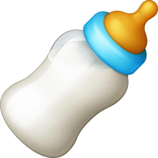 Save a figure Bottle of milk for feeding smiley by Facebook without a background in png