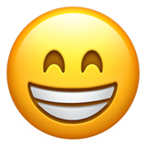 Download figures Beaming Face with Smiling Eyes symbol of emotion from Apple iOS on a translucent background in png