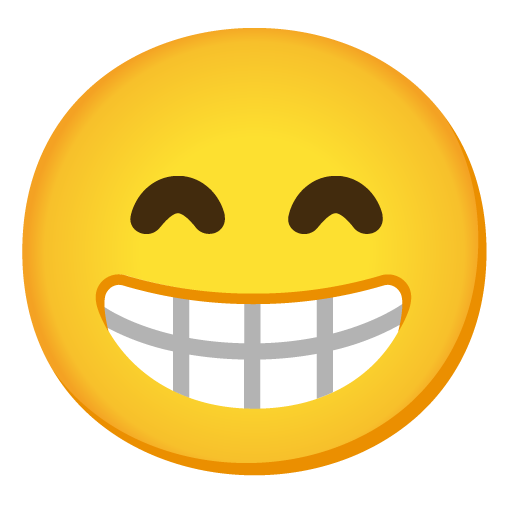 Upload drawings Grinning Face with Smiling Eyes emoji-smiley created by Google оn a transparent background in png