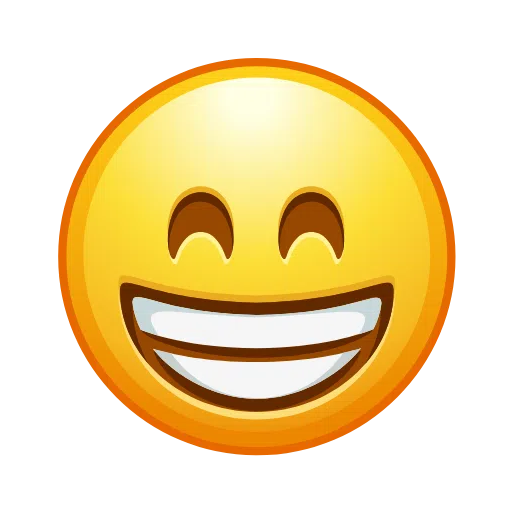 Upload a pic Beaming Face with Smiling Eyes smiley of iOS Telegram on a translucent background in WEBP