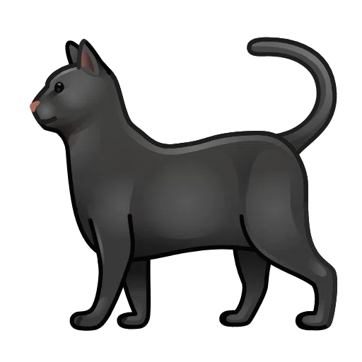 Upload image Black Cat emotion of iOS Telegram without a background in webp