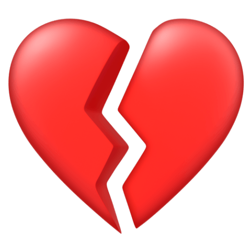 Upload drawings Heart Broken symbol from Google Android on a clean background in PNG