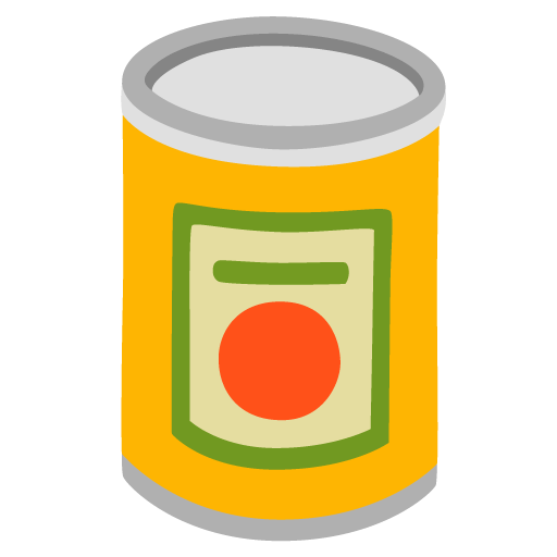 Закачать снимок смайла Банка с консервированой едой от Гугла на бесцветном фоне в PNG