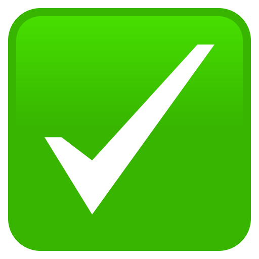 Copy a photo White check mark on green background emoticon by JoyPixels on a clean background in png