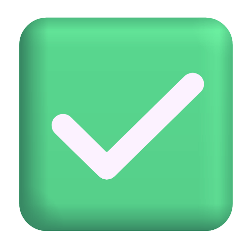 Upload a picture Green Tick emoji of the Microsoft set on a colorless background in png
