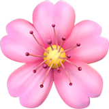 Сохранить фото оригинального смайлика Цветущая Сакура от Apple iOS на прозрачном фоне в png