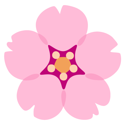 Скачать фото оригинального смайлика Цветущая Сакура от Гугла на прозрачном фоне в png