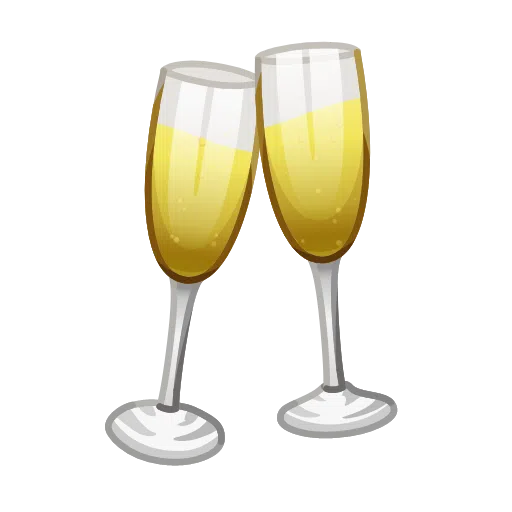 How emoticon ๐ฅ shows Appleโs emoji, custom-built by the Telegram message platform Download photos Champagne Glasses smiley-emoji of iOS Telegram on a clean background in webp