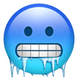 Upload pics Freezing Face emoji-emoticon from Apple iOS on a clean background in png