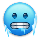Copy photos Face covered in icicles from the cold emoticon by LG on a clean background in PNG