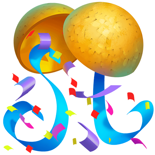 Save a picture Confetti Ball smiley by Twitter on a clean background in PNG