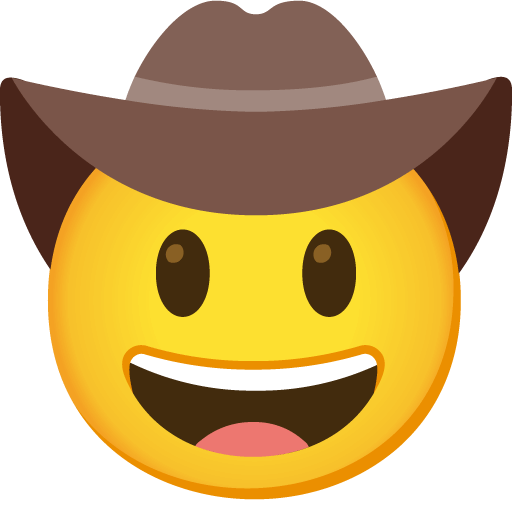 Save a pic Cowboy emoji-smiley created by Google on a colorless background in png