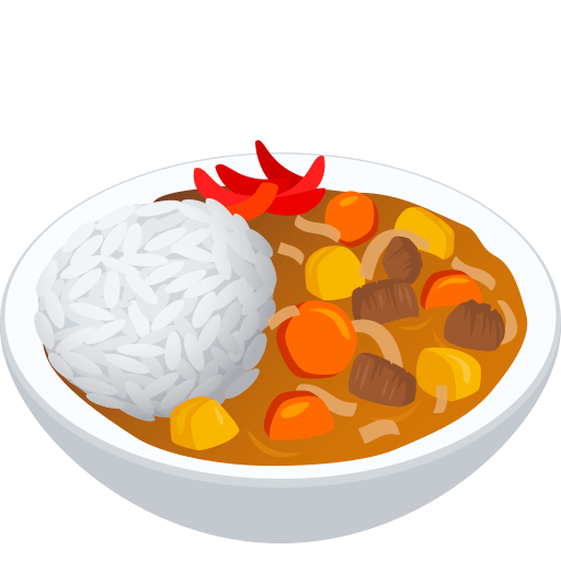 Copy a picture Curry and Rice symbol of emotion by JoyPixels on a translucent background in PNG