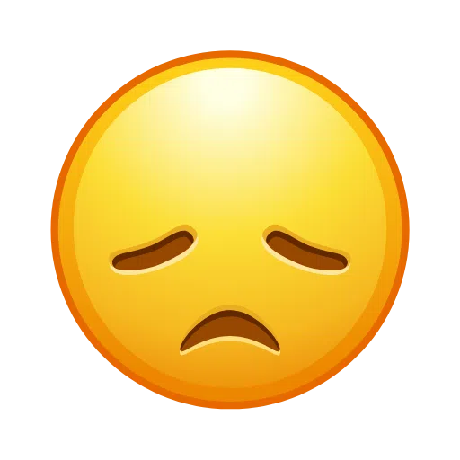 Upload a figure Sad Face Emoji emoji-smiley of iOS Telegram on a colorless background in WEBP