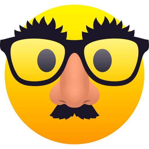 Download a picture Face in Mask with Nose, Glasses and Mustache symbol by JoyPixels on a clean background in PNG