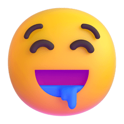 Save figures Drooling Face emoticon by Microsoft Teams for PC and Android on a translucent background in png