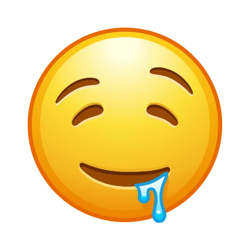 Upload photos Drool emoticon of iOS Telegram оn a transparent background in WEBP