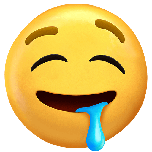 Copy a drawing Drool smiley-emoji by Twitter on a translucent background in png