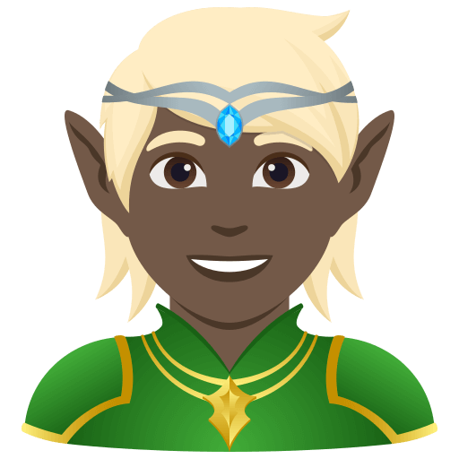 Copy drawings Dark-skinned Legolas emoji-emoticon by JoyPixels on a translucent background in png