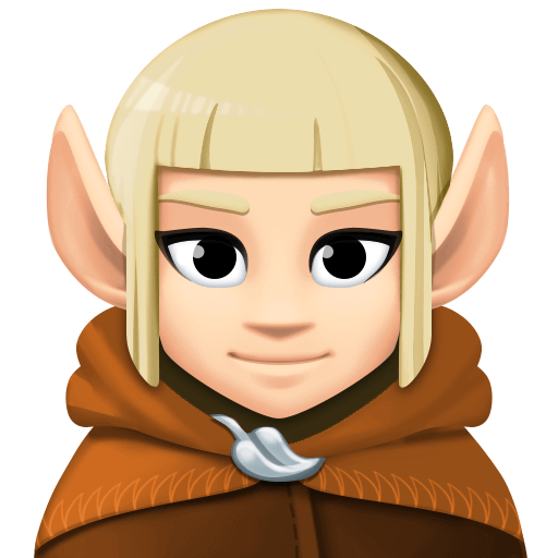 Загрузить графику эмоции Эльф со светлой кожей от Фейсбук на чистом фоне в png