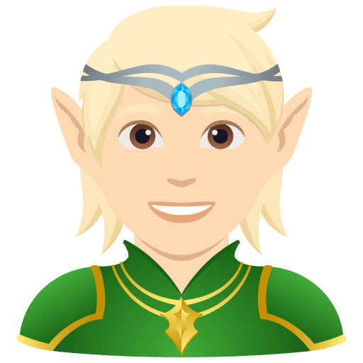 Сохранить картинку картинки-смайла Эльф со светлым тоном кожи от JoyPixels без фона в PNG