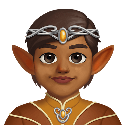 Загрузить фотку картинки-смайла Эльф со средне-темным тоном кожи от Твиттера на чистом фоне в ПНГ