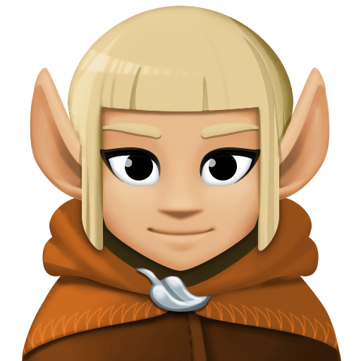Сохранить снимок эмотикона Леголас со средне-светлым тоном кожи от Фейсбук на чистом фоне в PNG