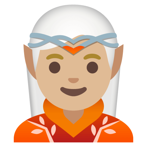 Закачать картинки картинки-смайла Эльф со средне-светлым типом кожи от Гугла на просвечивающем фоне в ПНГ