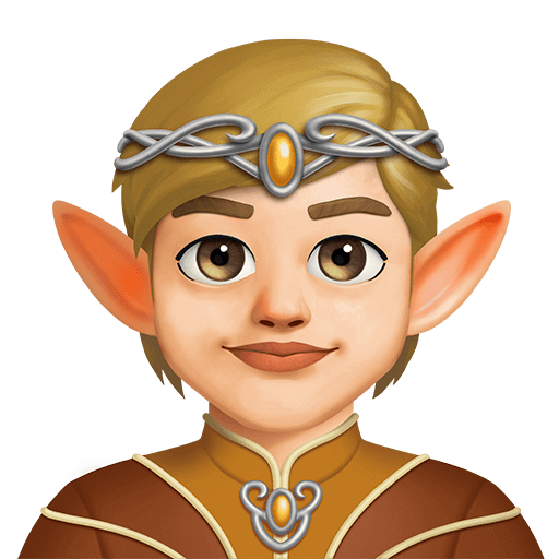 Загрузить картинку смайлика Эльф со средне-светлым тоном кожи от Твиттера без фона в PNG