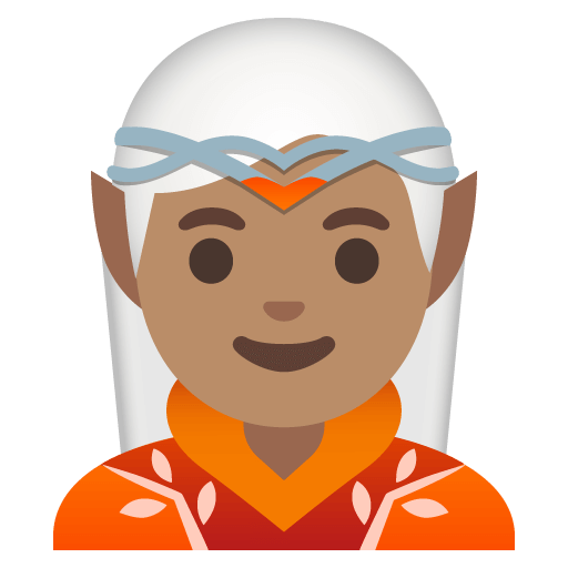 Скачать графику эмотикона Леголас со средним тоном кожи от Гугла без фона в пнг