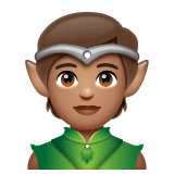 Загрузить фотографии эмотика Эльф со средним тоном кожи от WhatsApp для Android и ПК на бесцветном фоне в ПНГ