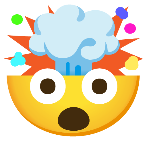 Download figures Exploding Head emoji-smiley created by Google on a colorless background in PNG