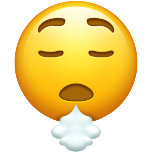 Скачать картинку эмотика Усталость от Emojipedia на чистом фоне в PNG