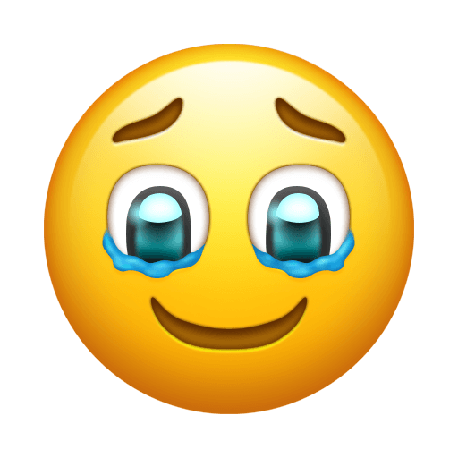 Скачать снимок эмотикона Умиление до слёз от Emojipedia на бесцветном фоне в ПНГ