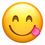 Save pictures Face Savouring Food emoji from Apple iOS on a translucent background in png