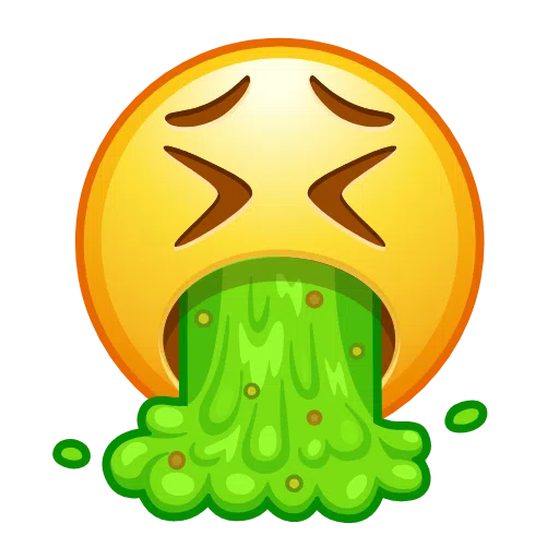 Copy pictures Vomit smiley-emoji of iOS Telegram оn a transparent background in webp
