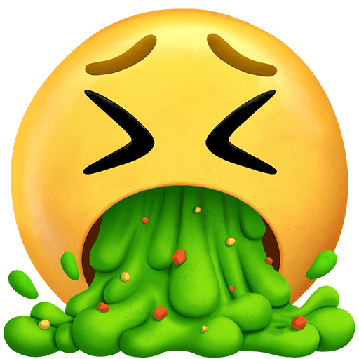 Save a picture Spew emoticon by Twitter on a colorless background in PNG