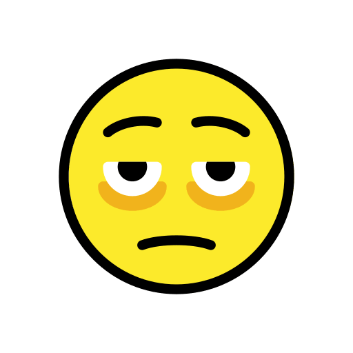 Save drawings Tired Face emoticon by HfG Schwäbisch Gmünd оn a transparent background in PNG