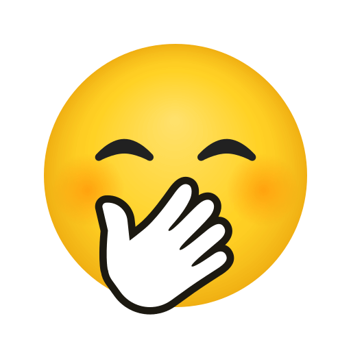 Save a pic Face with Hand Over Mouth and Smiling Eyes smiley by Icons8 on a colorless background in PNG