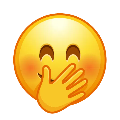 Save drawings Smiling Face with Smiling Eyes and Hand Covering Mouth smiley-emoji of iOS Telegram on a clean background in webp