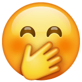 Copy drawings Smiling Face with Smiling Eyes and Hand Covering Mouth smiley by WhatsApp for Android and PC on a clean background in PNG